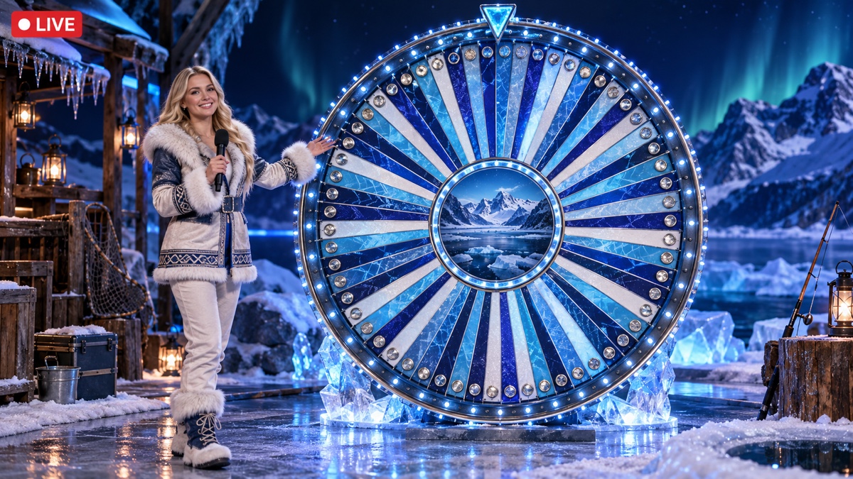 Ice Fishing live game show wheel with host