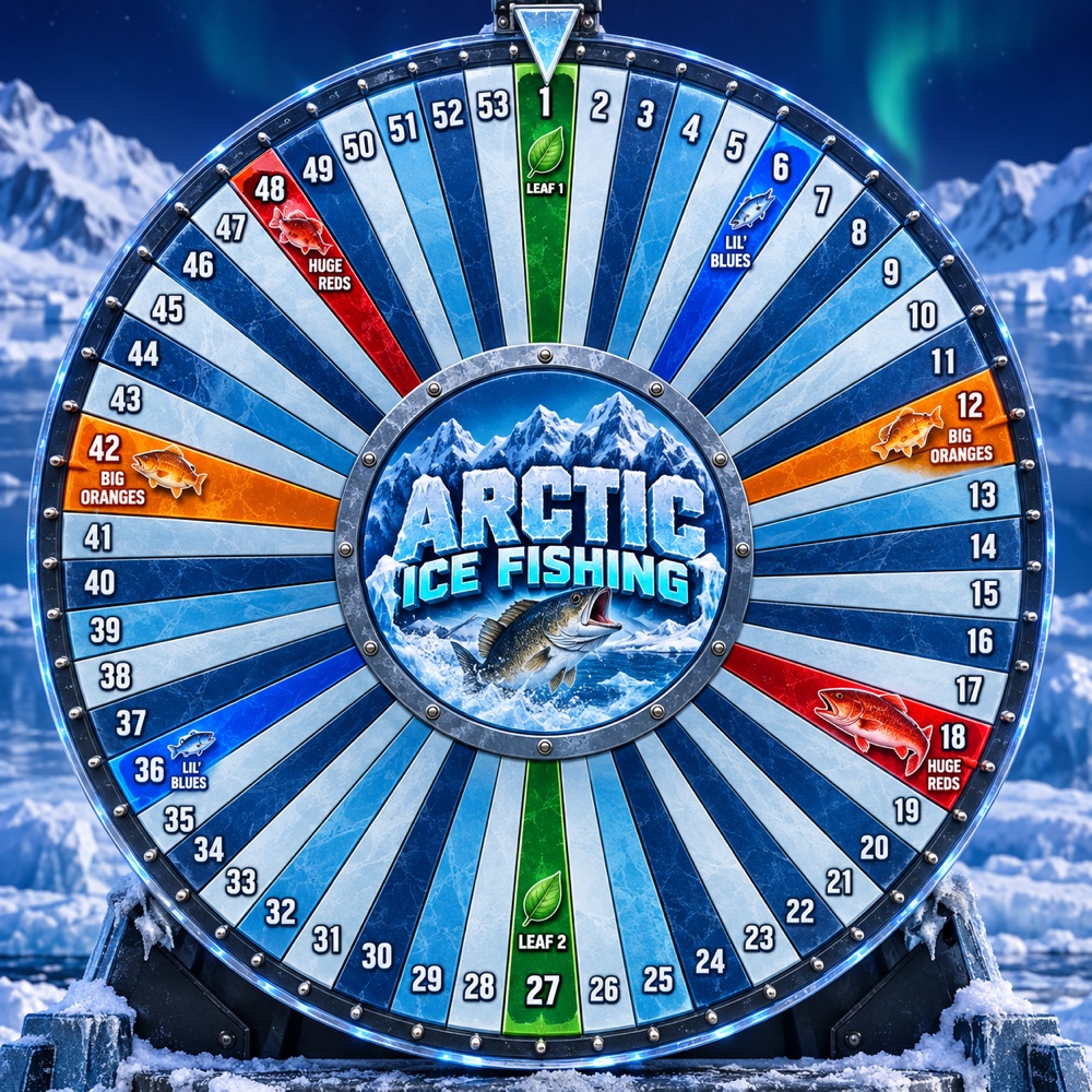 Ice Fishing 53 segment wheel with Leaf and fish bonus segments